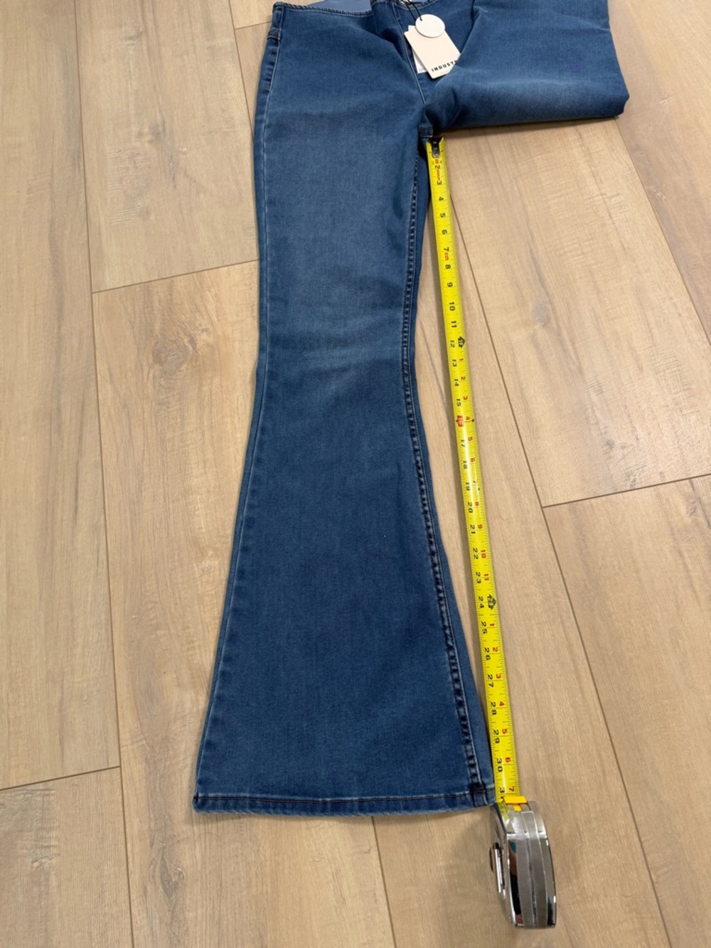 Women's Dark Blue Flare Jeans — High-Rise Stretch Denim - Picture 5 of 6